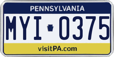 PA license plate MYI0375