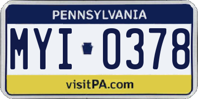 PA license plate MYI0378
