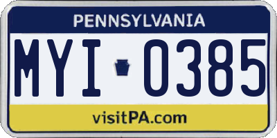 PA license plate MYI0385