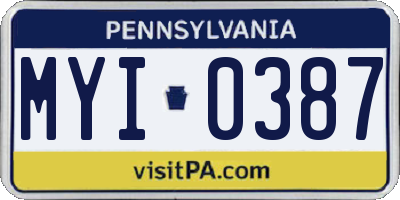 PA license plate MYI0387