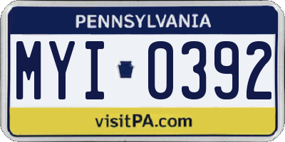 PA license plate MYI0392