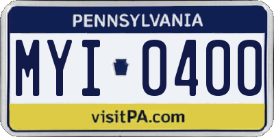 PA license plate MYI0400