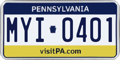 PA license plate MYI0401