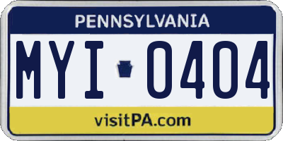 PA license plate MYI0404