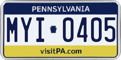 PA license plate MYI0405