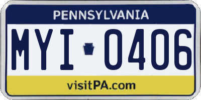 PA license plate MYI0406