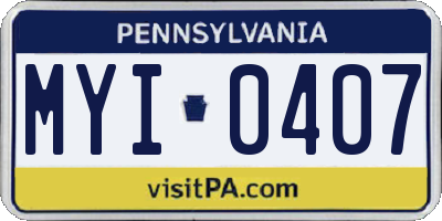 PA license plate MYI0407
