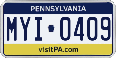 PA license plate MYI0409