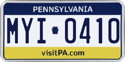 PA license plate MYI0410