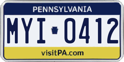 PA license plate MYI0412