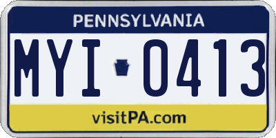 PA license plate MYI0413