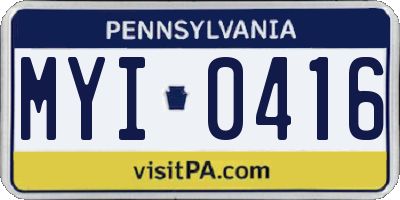 PA license plate MYI0416