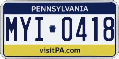 PA license plate MYI0418