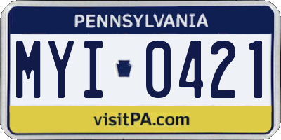 PA license plate MYI0421