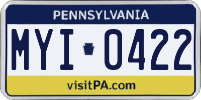 PA license plate MYI0422