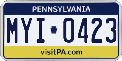 PA license plate MYI0423