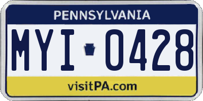 PA license plate MYI0428