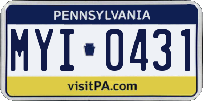 PA license plate MYI0431
