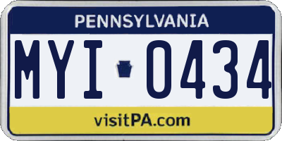 PA license plate MYI0434