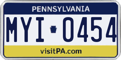 PA license plate MYI0454