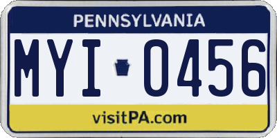 PA license plate MYI0456