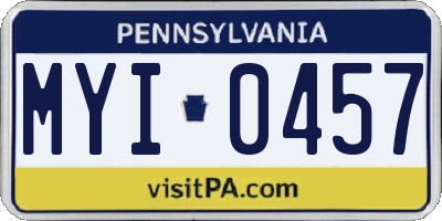 PA license plate MYI0457