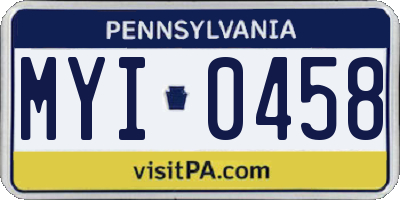 PA license plate MYI0458