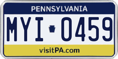 PA license plate MYI0459
