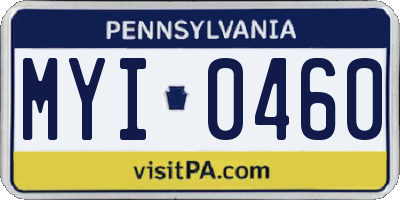 PA license plate MYI0460