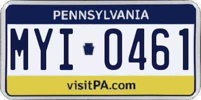 PA license plate MYI0461