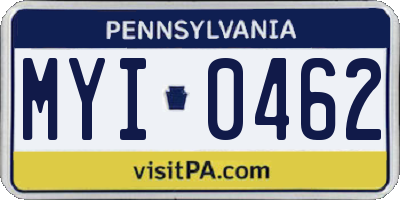 PA license plate MYI0462