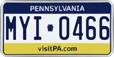 PA license plate MYI0466