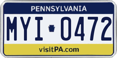 PA license plate MYI0472
