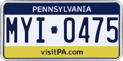 PA license plate MYI0475