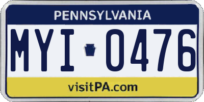 PA license plate MYI0476