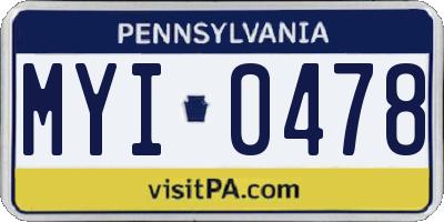 PA license plate MYI0478