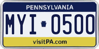 PA license plate MYI0500