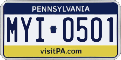 PA license plate MYI0501