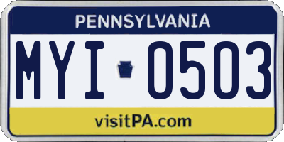 PA license plate MYI0503