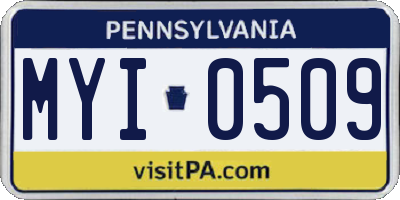 PA license plate MYI0509