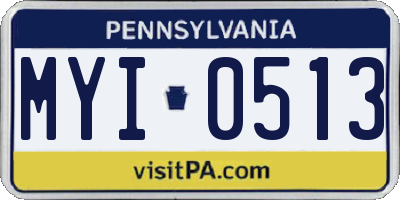PA license plate MYI0513