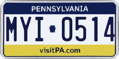 PA license plate MYI0514