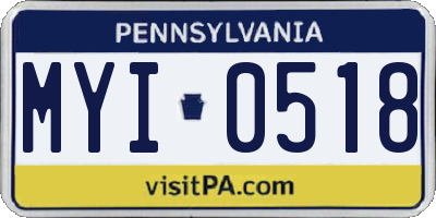 PA license plate MYI0518