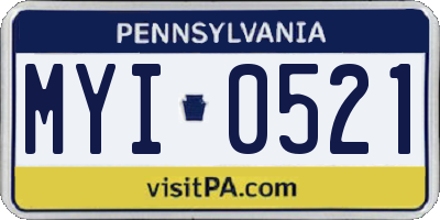 PA license plate MYI0521