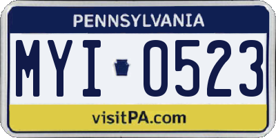 PA license plate MYI0523