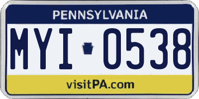 PA license plate MYI0538