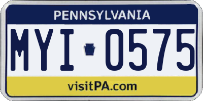 PA license plate MYI0575