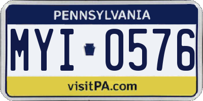 PA license plate MYI0576