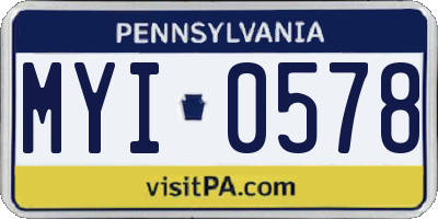 PA license plate MYI0578