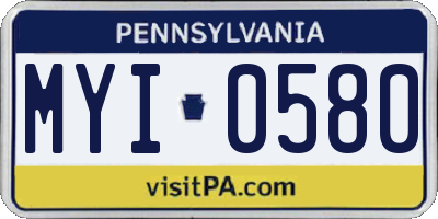 PA license plate MYI0580
